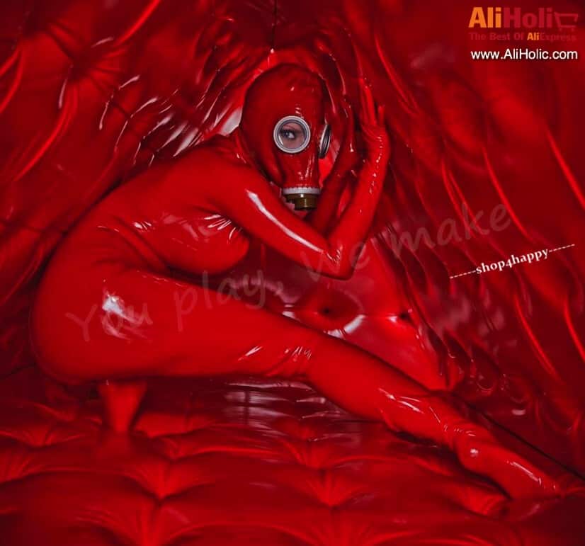 Red latex gas mask costume AliExpress