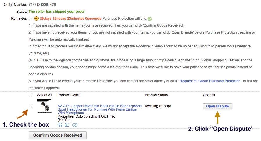How to initiate AliExpress dispute