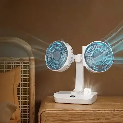 Double-head desk fan